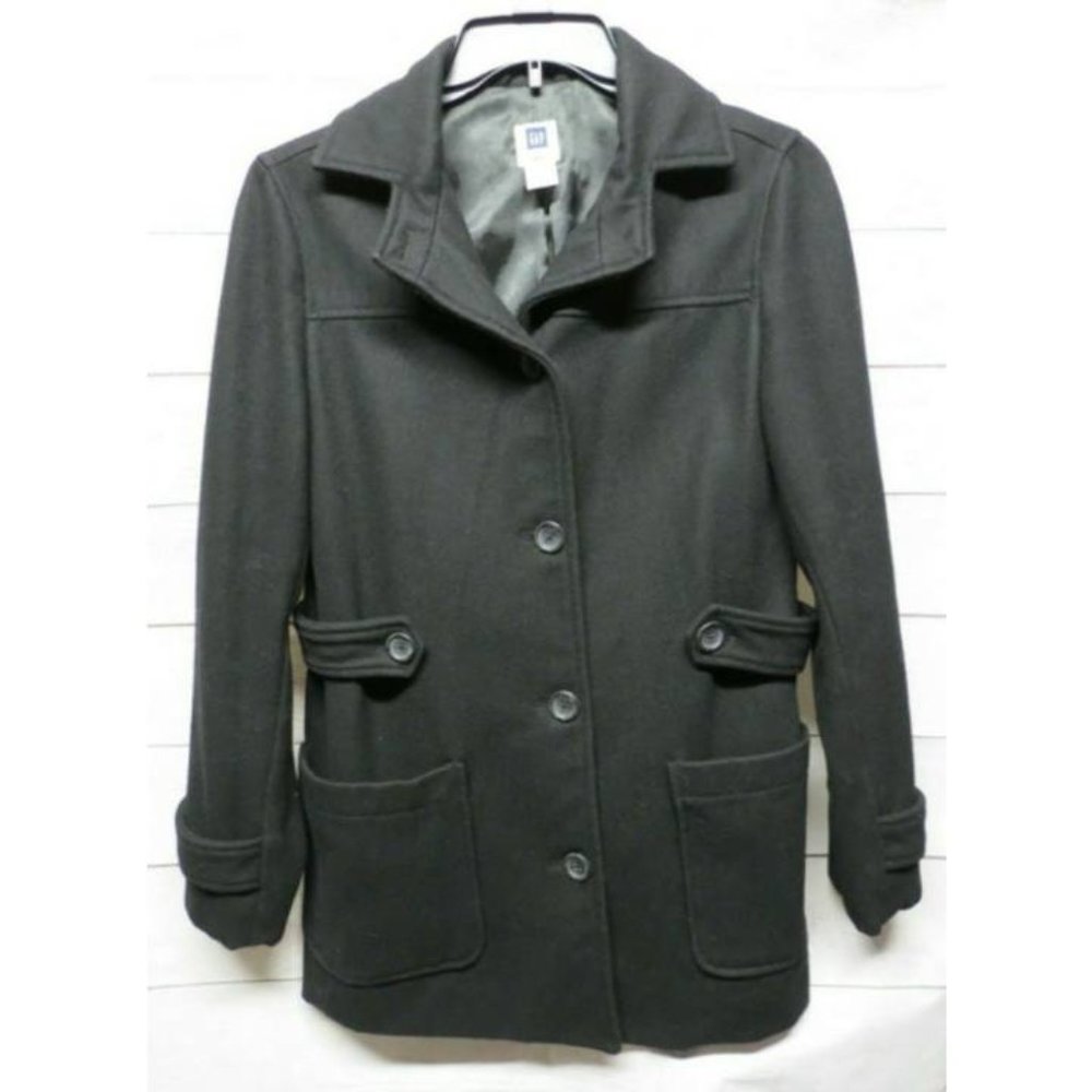 Gap Wool Blend Black Pea Coat Size Medium